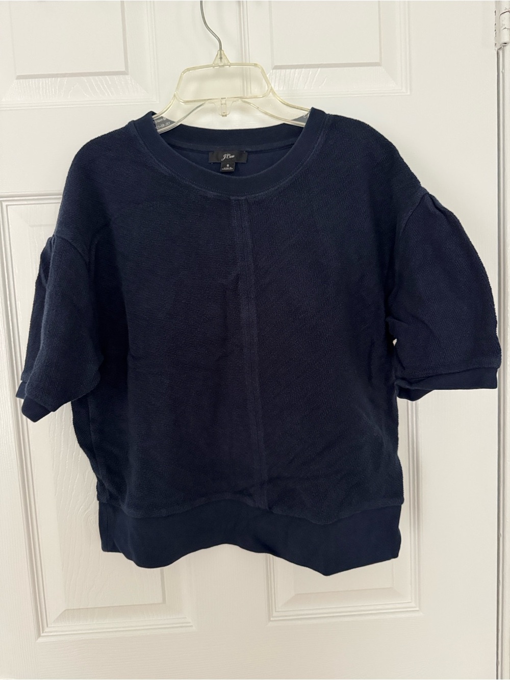 J Crew Navy Short Sleeve Crew Sweatshirt size Small